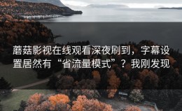蘑菇影视在线观看深夜刷到，字幕设置居然有“省流量模式”？我刚发现